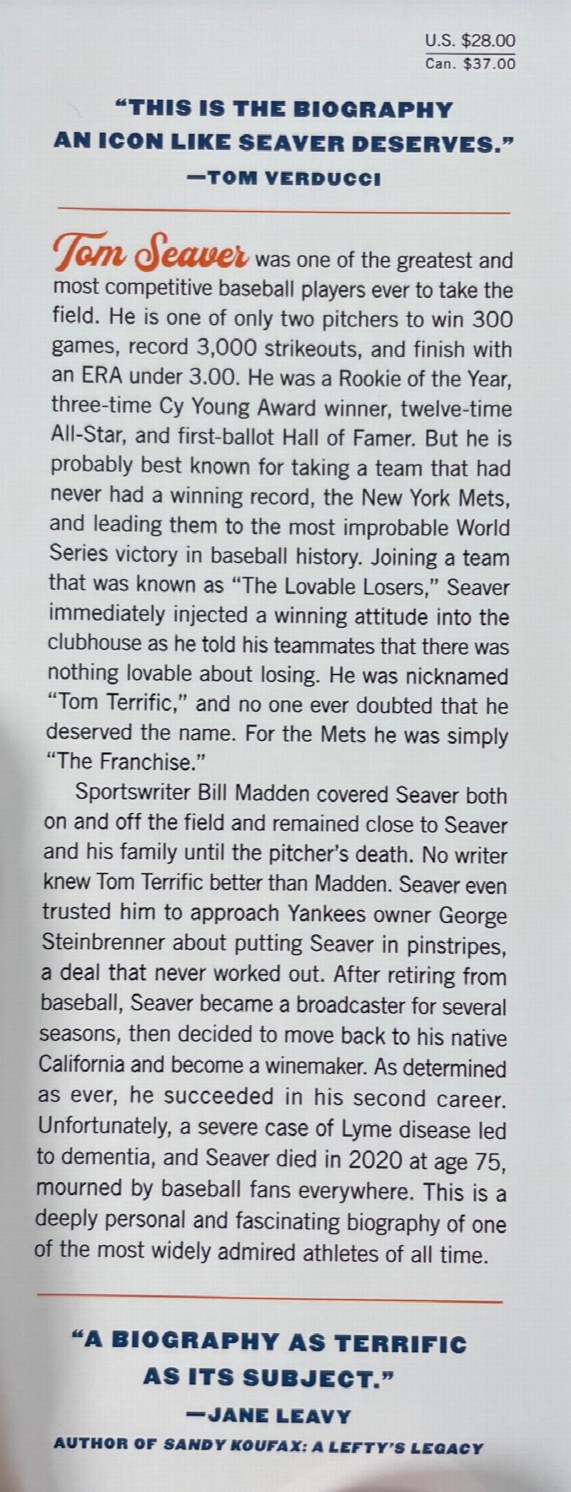 Tom Seaver: A Terrific Life: Madden, Bill: 9781982136185: : Books