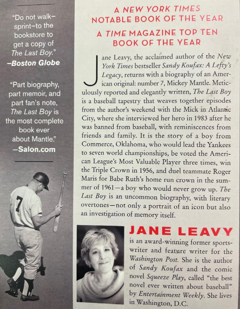 The Last Boy: Mickey Mantle and the End of America's Childhood: Leavy,  Jane: 9780060883539: : Books